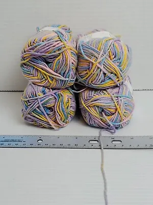 Lot Of 4 Skeins Variegated Milk Cotton DK Yarn Multicolor Pastels 1.76oz • $14.99