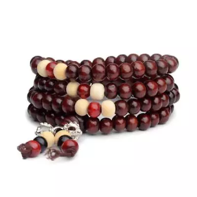 Stretch Wrap Mala Bracelet 108 6mm Bead Beautiful Brown Wood Prayer Buddhist NEW • $6.95