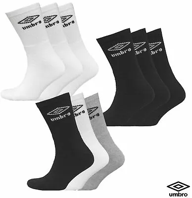 3612 6 Pairs Umbro Mens Official Sport Mid Calf Sports Socks Cotton Rich Adult • £4.99