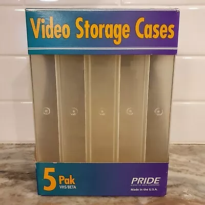 VHS Video Clear Protective Storage Case 5 Pak - New In Pack Beta Made In USA • $15.99