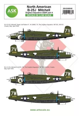 1/48 ASK Decals #D48040 B-25J Mitchell Part 4: Dogface Squadron • $24.99