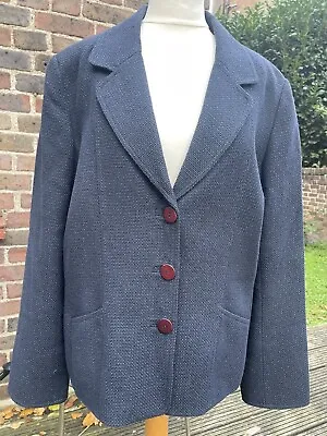 Womens Caroline Charles Cotton Mix Blue Jacket UK Size 16 Pristine Condition • £50
