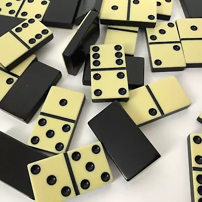 $49.99 • Buy BAKELITE Vintage Two Tone Black & White Dominoes Marblelike Double SIX Complete