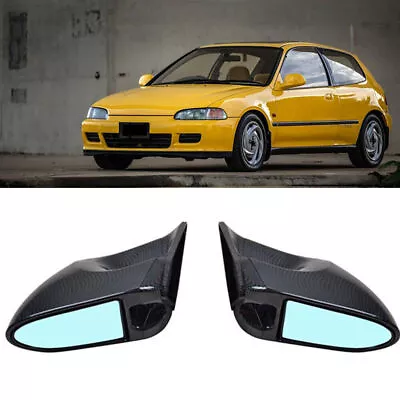 For 92-95 Honda Civic EG 2DR Sport Carbon Fiber Manual Adjustable Side Mirrors-2 • $81.87
