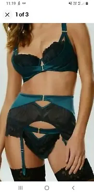 Ann Summers Evangelique Black Teal Waspie Sizes Large 16 - 18 NWT • £6