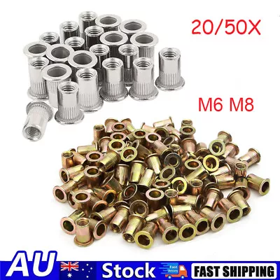 20/50PCS M6 M8 Rivet Nuts Blind Nut Nutsert Rivnut Stainless Steel Zinc Plated • $8.19