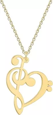 Music Note Heart Of Treble And Bass Clef Choker Necklace - Infinity Love Pendant • $34.15