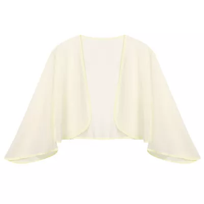 UK Women Elegent Bolero Shrug Tops Chiffon Shawl Wraps Evening Cape Cover Ups • £9.63