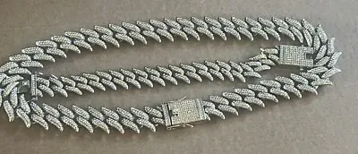 20 In Necklace & 8.5 In Bracelet 15 Mm Spiked Cuban Link Hip Hop Micro Pave CZ • $175