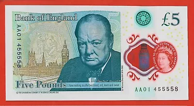 Polymer £5 Five Pounds Note AA 014 5555 8 Mint • £50