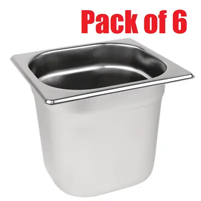 £49.99 • Buy Stainless Steel 1/6 Gastronorm Pot 150mm 2.2 Ltr Bain Marie Pot Gastro Food Pan