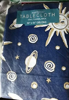 New Sealed Package Vinyl  Tablecloth 60 X 84 Oblong  Hometrends PLANETS / SPACE  • $16.99