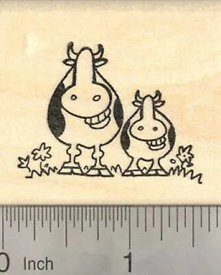 Mother's Day Grinning Cow Rubber Stamp Cow With Baby E21118 WM • $15