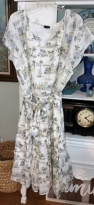 Talbots Tropical Cotton Dress Size 22 Midi Length With Belt. Beachy Vacation (K5 • $29