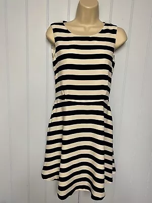 Mixxo Sleeveless Back Zip Striped Fully Lined Fit & Flare Dress Size S • £12.65