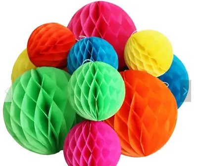 12 Mixed Sizes Honeycomb Balls Decoration Tissue Paper Pompoms Wedding Party  • £10.99