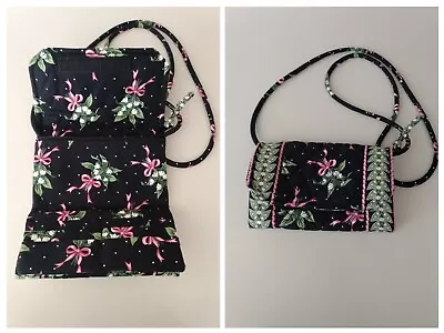NWOT VERA BRADLEY Black Pink Green Crossbody Purse Wallet Multi Sectional  Bag • $22