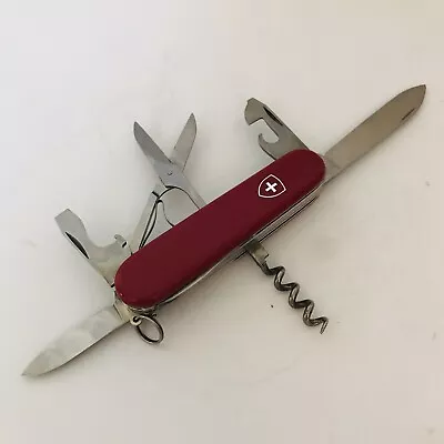 Vintage Victorinox Swiss Army Knife Stainless Officers Suisse Red 6 Blades. • $48.75