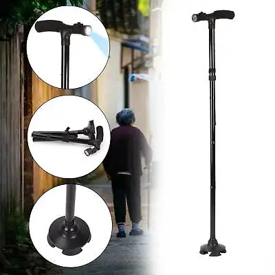 Folding Adjustable Walking Stick LED Light Walking Lightweight Collapsible Cane • £9.99