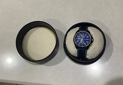 Vintage Mens Visage Wrist Watch 5 ATM Chrono Blue Dial Tachymeter • $34.99