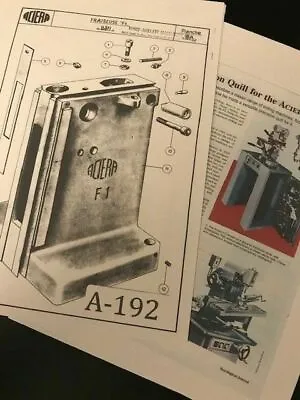 Aciera F1 Universal Milling Machine German Parts Schematics & Precision Quill  • £7