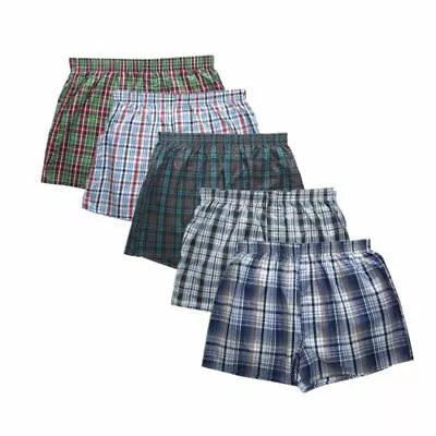 3 Pack Boxer Shorts Men Trunk Plaid Checker Trunk Shorts Underwear Lot Cotton  • $12.68