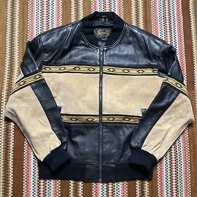 Vintage Scully Leather Western Aztec Navajo Bomber Suede Santa Fe Jacket Size S • $60