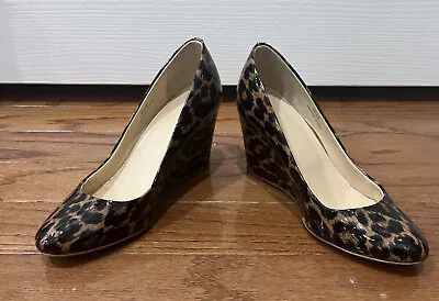 J. Crew Martina Leopard Patent Leather Wedge Shoes Size 6 • $15