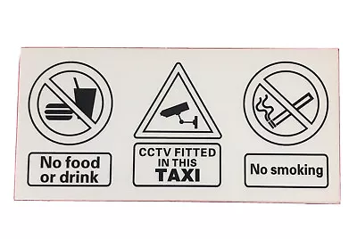 £1.99 • Buy 105x50mm No Food Or Drink  CCTV Fitted In This TAXI No Smoking Clear Sticker UK