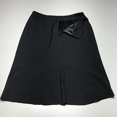 Eci New York Skirt Womens Size 6 Gray Pinstripe A-Line Stretch Lined Knee Length • $12.99