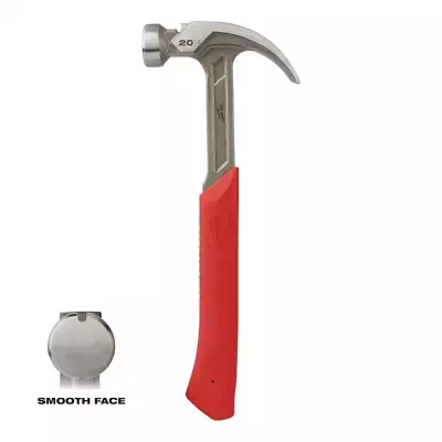 Milwaukee Hammer 20 Oz. Curved Claw Smooth Face Shock Shield Grip Hand Tool • $38.24