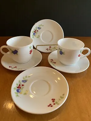 4 Saucer 2 Coffee Cup Martha Stewart Ms Everyday Plums Pears Berries France • $19.99