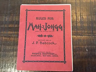 Original Antique  Mahjong Ma Jong Parker Brothers Rule Book 1920 • $47.88