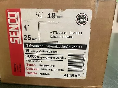 NEW SENCO P11BAB 1  Crown 3/4  Leg 16 Gauge Staples - Unopened Boxes • $45