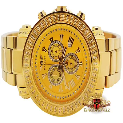 Men's Gold Tone Techno Grill Diamond Dial 1.03 CTW Watch Joe Rodeo Illusion 50mm • $699.99