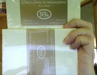 G Lalo De Remerciement Cards & Envelopes 50 Deckle Edge 5.25 X 3.5 Wedding  • $18