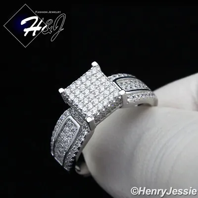 Women Solid 925 Sterling Silver Icy Bling Cz 8mm Square Engagement Ring*sr81 • $36.99