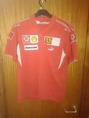 Scuderia Ferrari Marlboro F1 PUMA Polo Shirt Vintage L Pit Crew Vodafone Large • $24.87