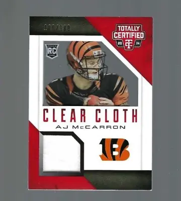 AJ McCarron 2014 Totally Certified Clear Cloth Rookie Jersey Relic RC #d 100/100 • $3.99