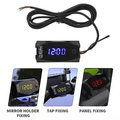 Motorcycle Voltmeter Thermometer Clock IP67 Waterproof 3-in-1 Gauge • $8.77