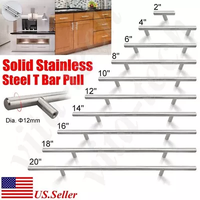 Solid Stainless Steel Kitchen Cabinet Drawer Door Handles T Pull Bar Hardware • $2.26