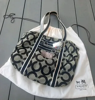 Coach Poppy Op Glam Tote Shoulder Bag Black/gray Serial # H0969-13826 $398 • $155.95