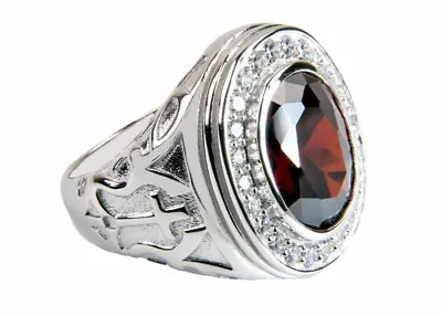 $175.99 • Buy Men's Bishop/Apostle Clergy Ring (RNZ0488 Silver/Red)