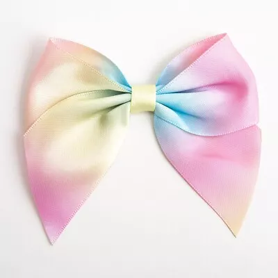 Large Satin Bows 10cm Wide Self Adhesive Pre Tied 38mm Ribbon Hair Wedding Craft • £2.29