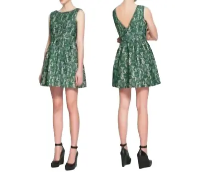 ZARA Green Lace Overlay V-Back Tulip Mini Dress Green Size S • $40.80