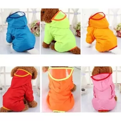 Hooded Puppy Rain Coat Clothes Pet Small Dog Jacket Waterproof Outdoor Raincoat • £4.99