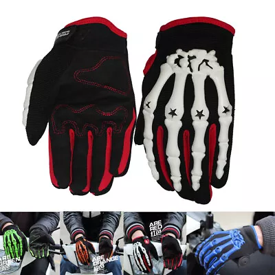 Skull Skeleton Motorcycle Gloves Mens Breathable Full Finger Gloves Halloween US • $13.99