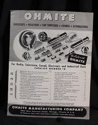 Vtg Ohmite Catalog Parts Book Rheostats Switches Attenuators 1941 Radio TV Sound • $19.19