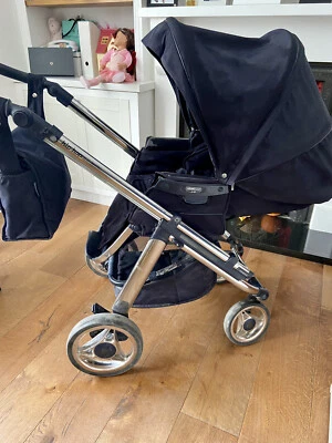 £110 • Buy Bebecar Hip Hop Urban Classic Travel System Chrome Navy (443 Moonlight Blue)