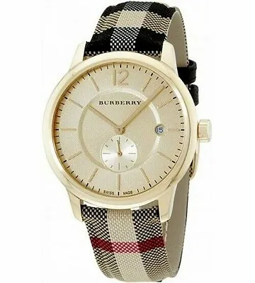 Brand New Burberry BU10001 The Classic Horse Ferry Gold Tone Steel Men's Watch • $189.99